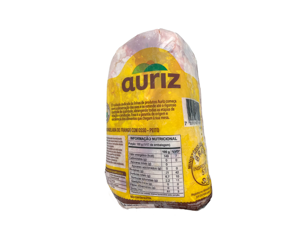 PEITO DE FRANGO CONGELADO COM OSSO AURIZ (CX 20 KG)